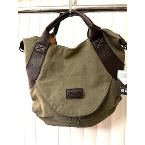 NWT Women’s Closet Rituals Olive Green Hobo Canvas Tote Bag 18”